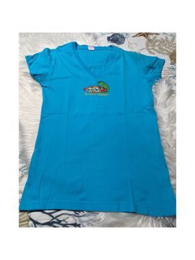 2 for $12 from my closet-CAT Blue Short Sleeve V-Neck women’s T-Shirt Iguana